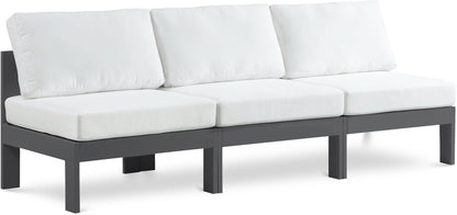 Nizuc - Outdoor Patio 3 Seat Armless Modular Sofa With Gray Frame