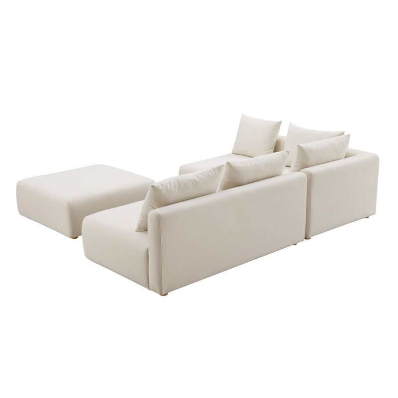 Hangover - 4-Piece Linen Modular Chaise Sectional - Cream