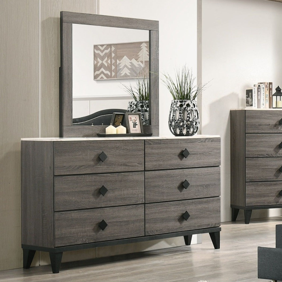 black dresser with diamond knobs Design 6 Drawers Denim Jacket + Black this dresser is here Category_Dress Shoe Style:EE50159BK