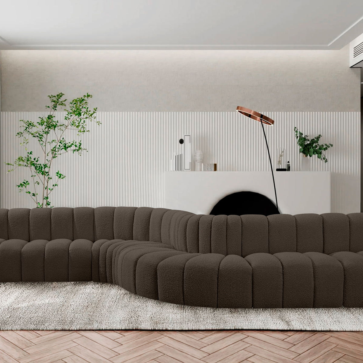 Arc - Boucle Fabric 8 Piece Curved Modular Sofa
