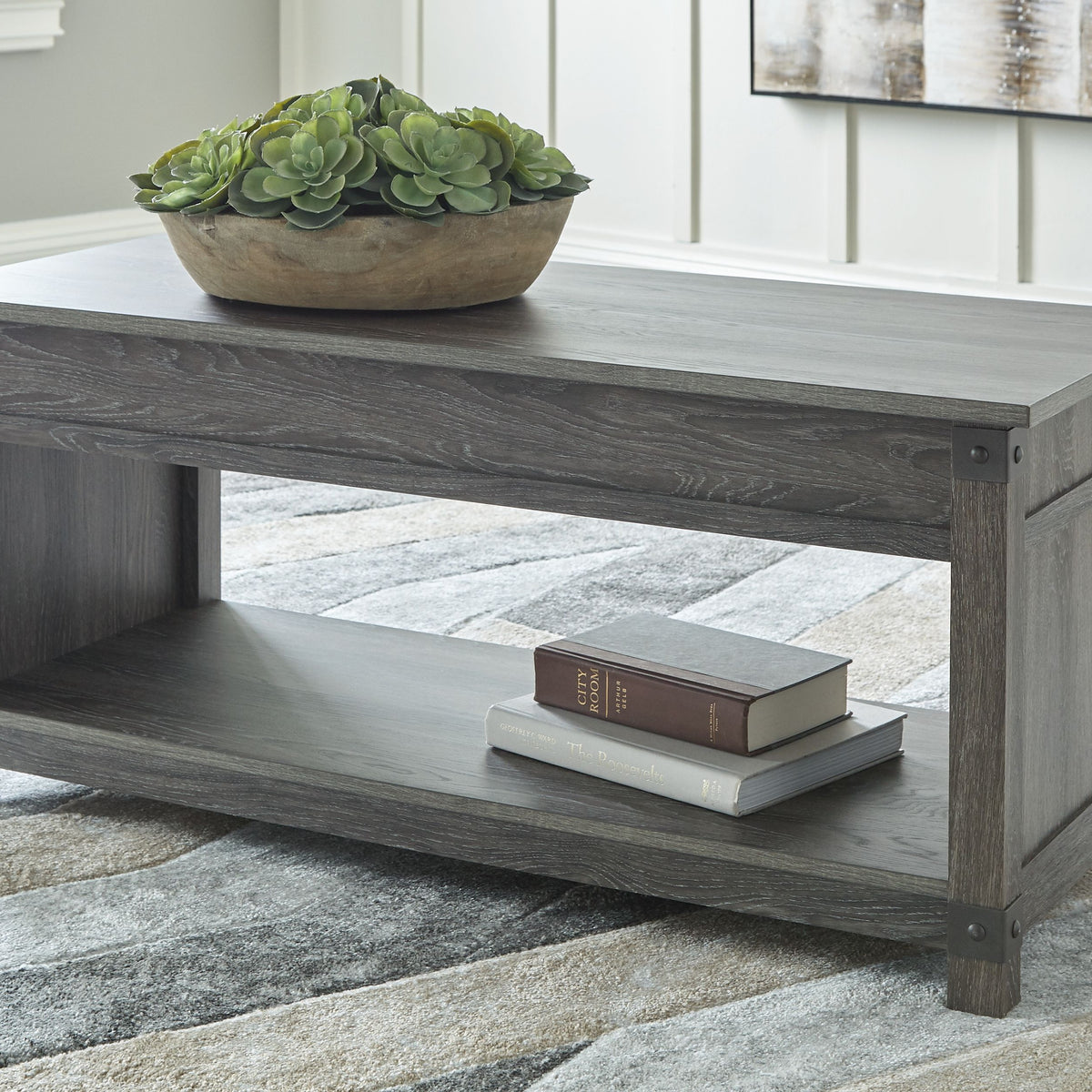 Freedan - Grayish Brown - Rect Lift Top Cocktail Table
