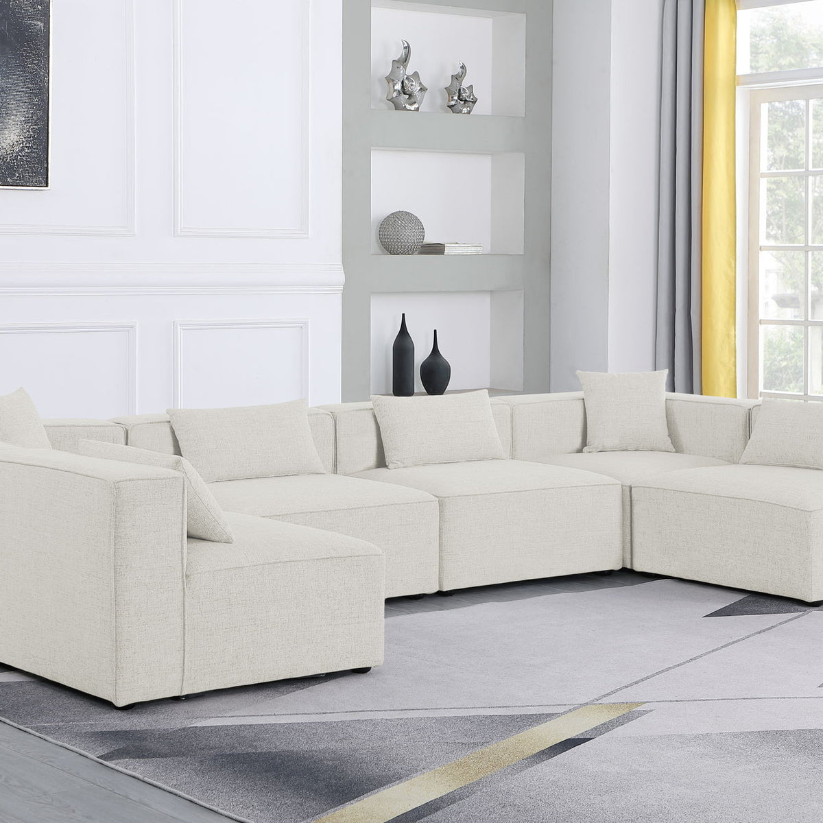 Cube - Linen 6 Piece Modular Armless Sectional