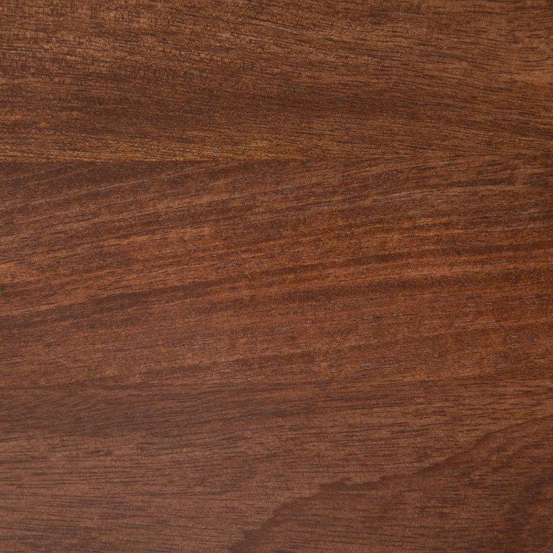 Umber brown wood finish with horizontal grain texture for TV media stand surfaces