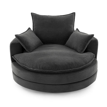 360° Swivel Accent Barrel Chair With Dual Layer Cushion And 3 Removable Pillows