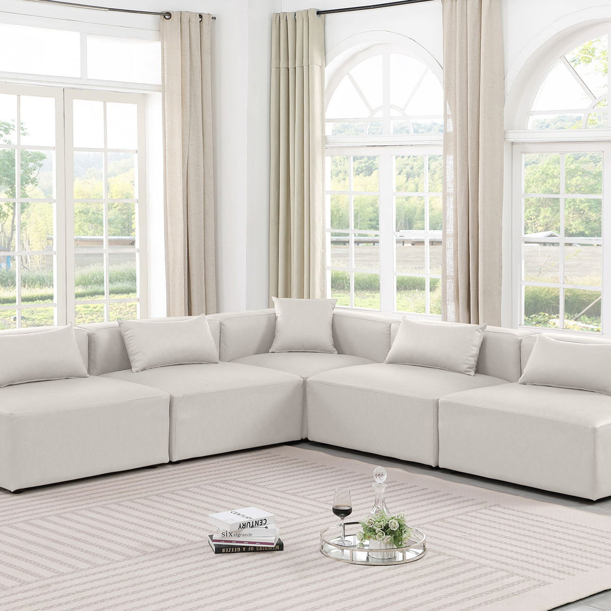 Cube - 5 Piece Modular Corner Armless Sectional