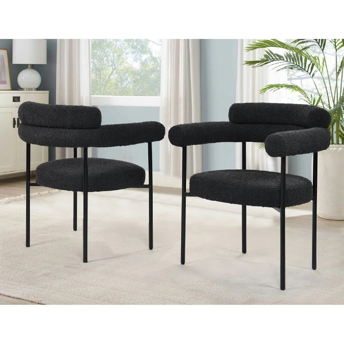 Beige dining chairs with armrests (set of 2), cushioned seat and back, gold legs