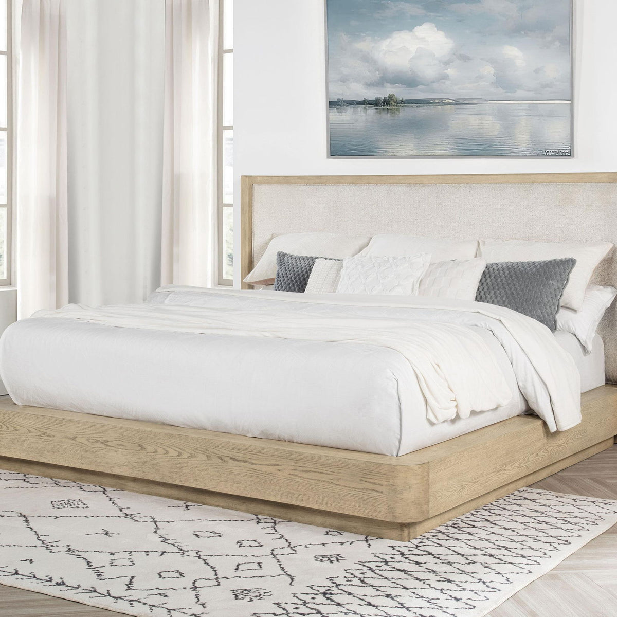 Kailani 52-inch Queen Wingback Bed Beige Oak
