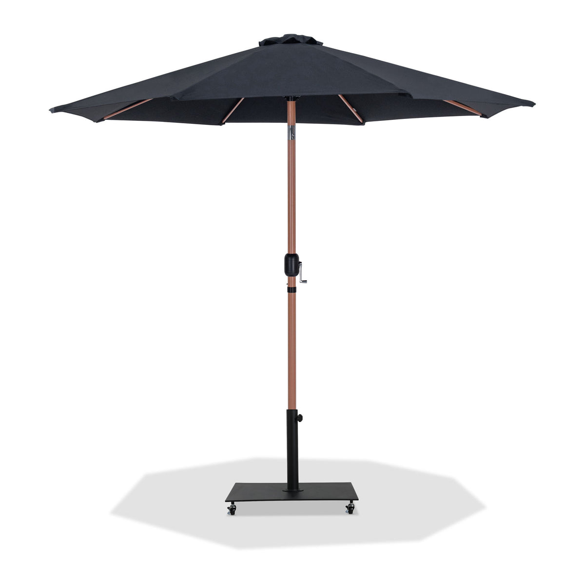 Fiji - Aluminum Patio Umbrella With Square Black And Teak Base