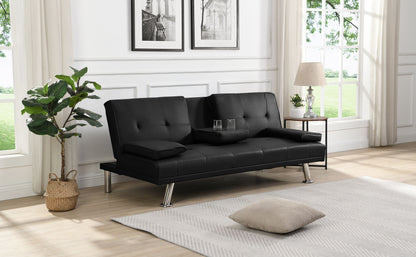 Futon Sofa Bed With Armrest Two Holders