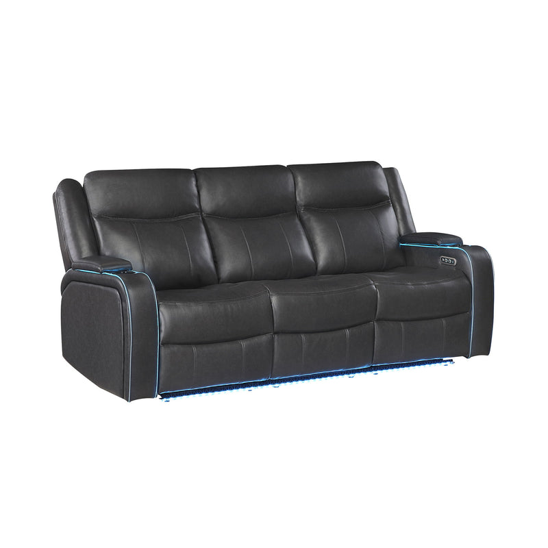 Blanca - Power Reclining Sofa With LED Lights And Power Headrest Frame - Charcoal