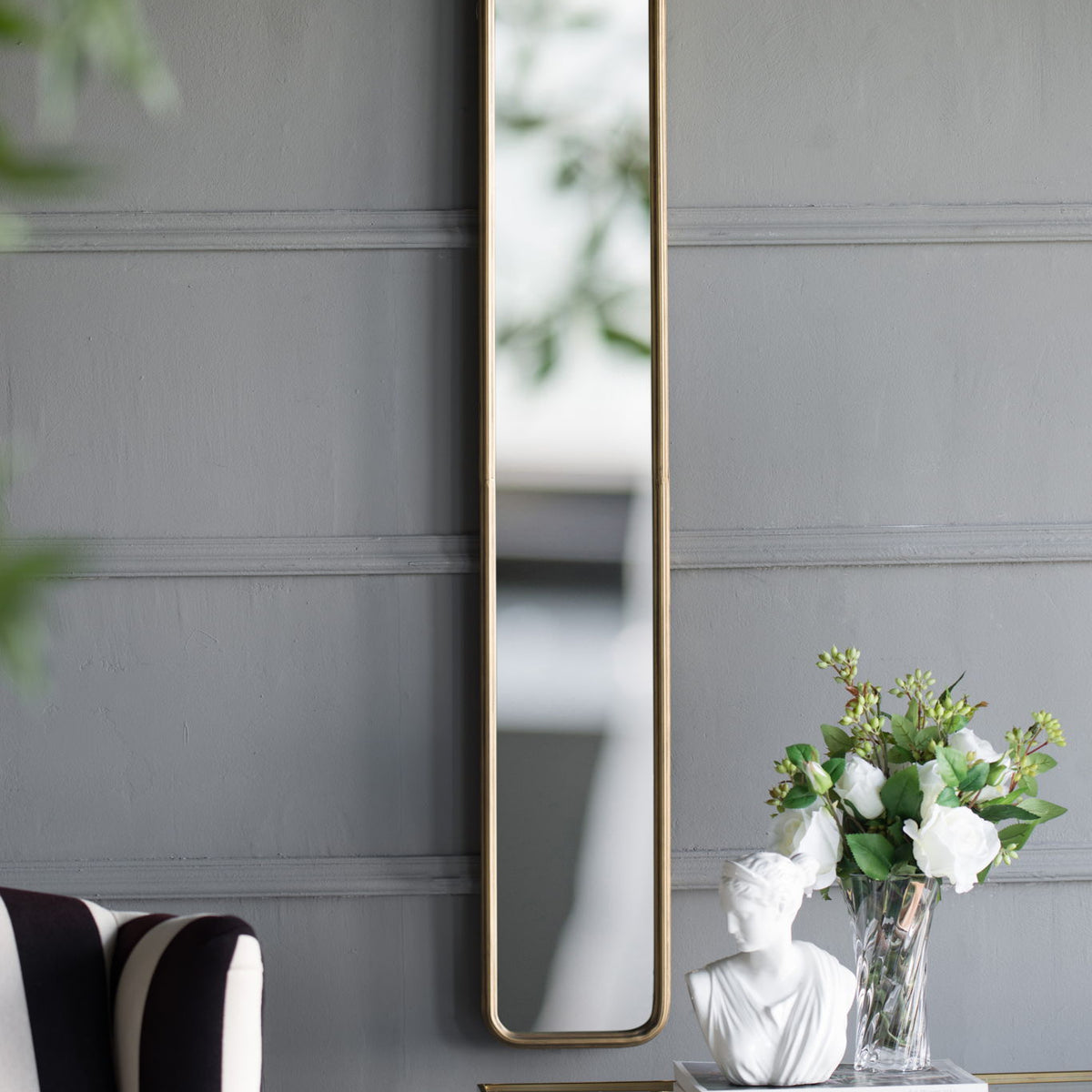 Full Length Mirror With AntiqueMetal Frame, Long Mirror For Hallway Living Room Bedroom Bathroom - Gold