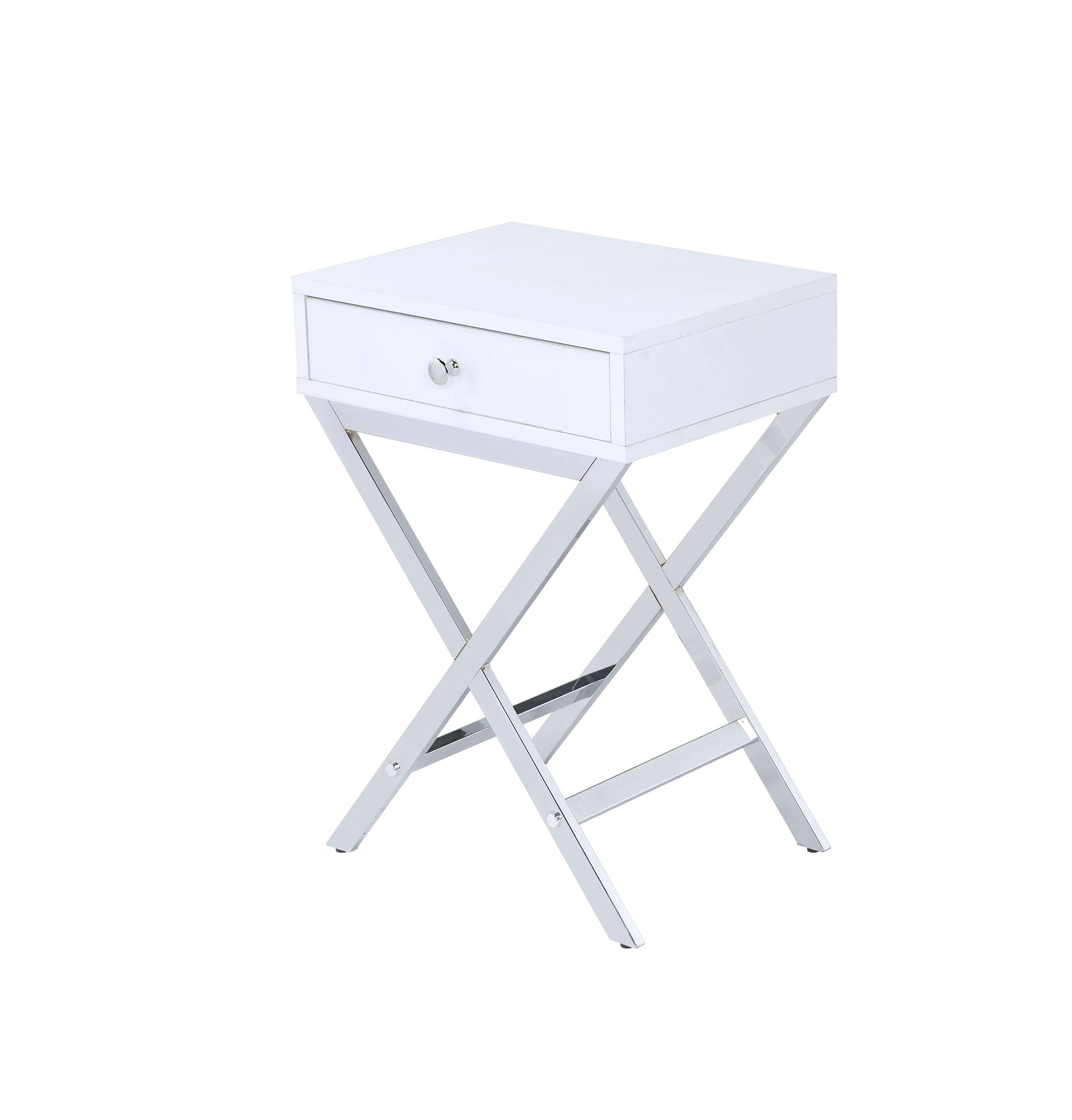 Coleen - Accent Table - White / Chrome