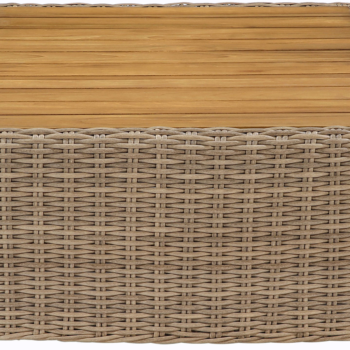 Seacrest - Teak Wood And Wicker Outdoor Patio Coffee Table