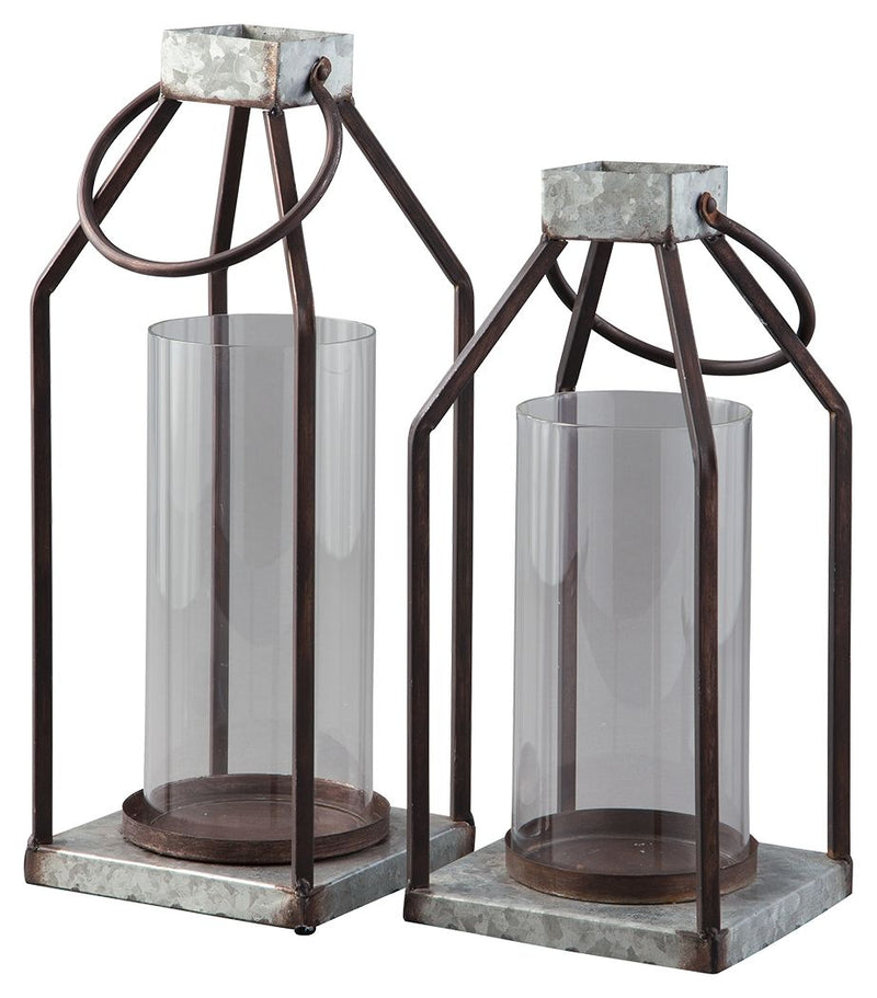 Diedrick - Lantern Set (Set of 2) - Gray / Black