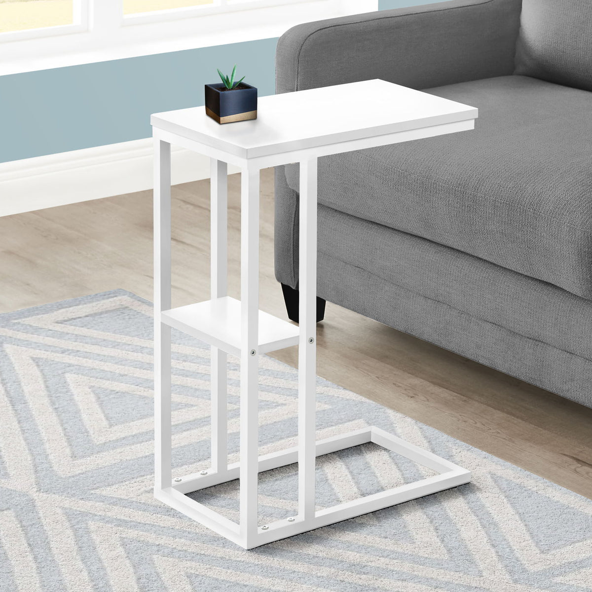Accent Table, C - Shaped, Marble Look Contemporary & Modern Convenient Design
