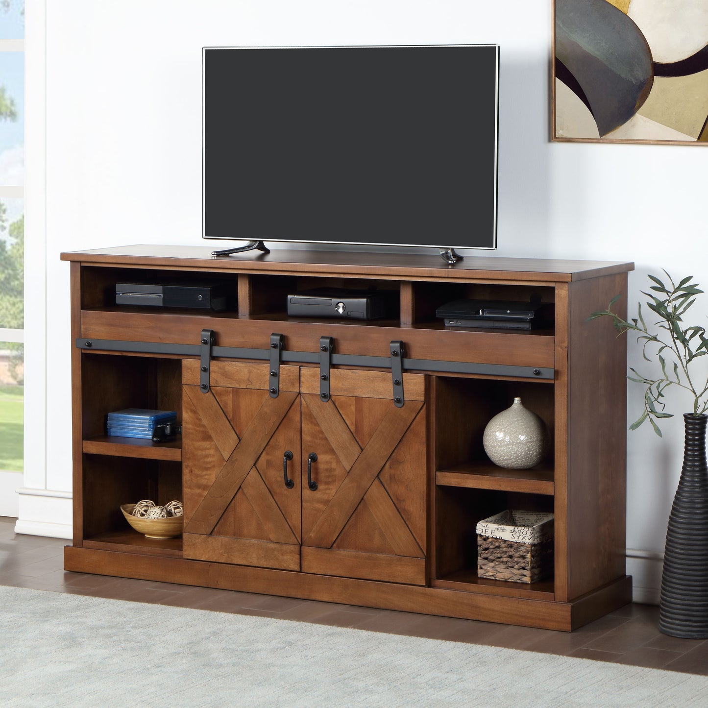 Farmhouse - Electric Fireplace TV Stand For TV