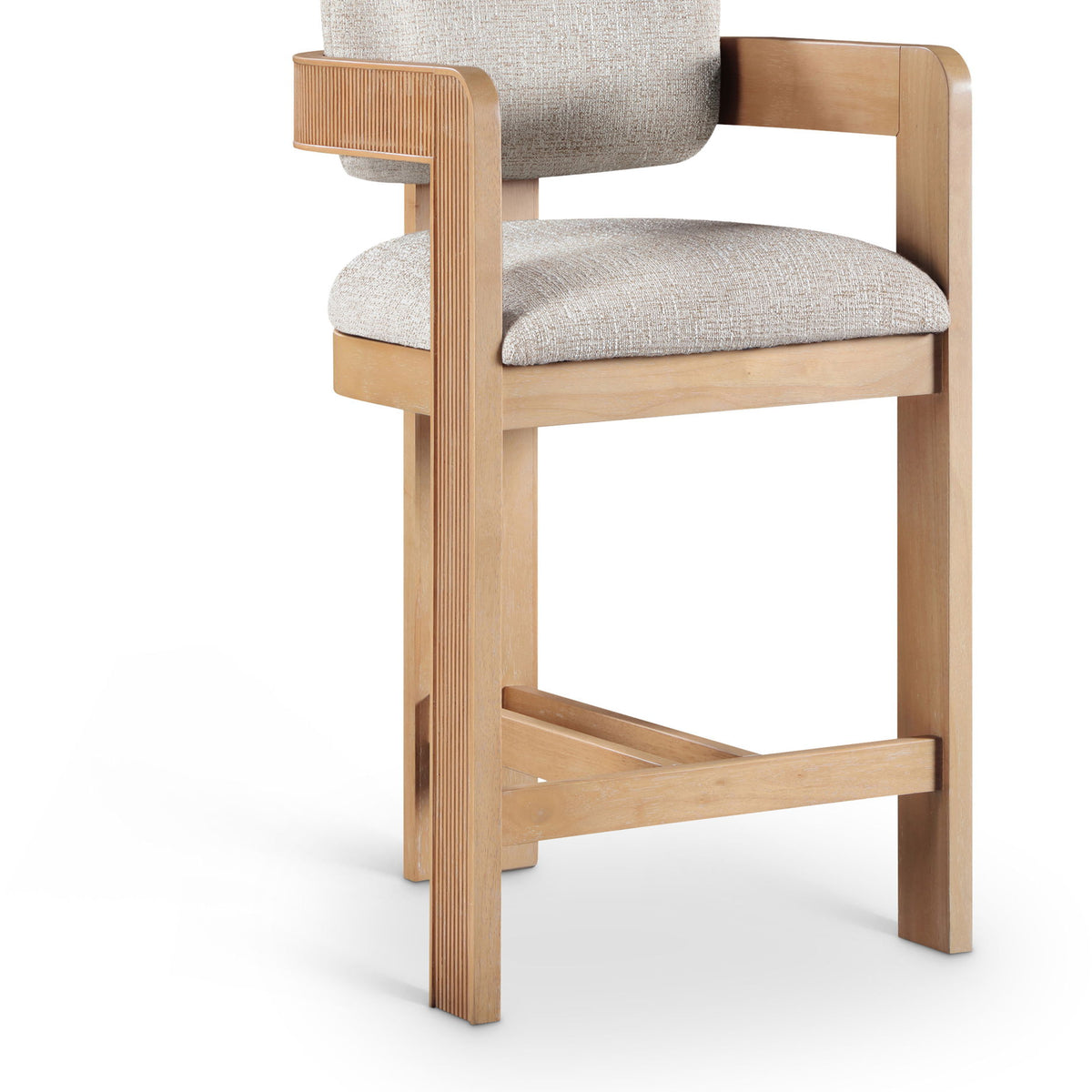 Sacha - Linen Stool With Natural Base
