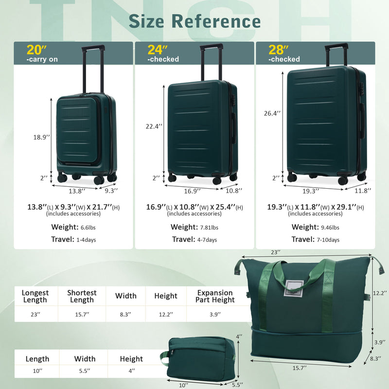 Hardside Luggage Set 5 Piece With Front Opening