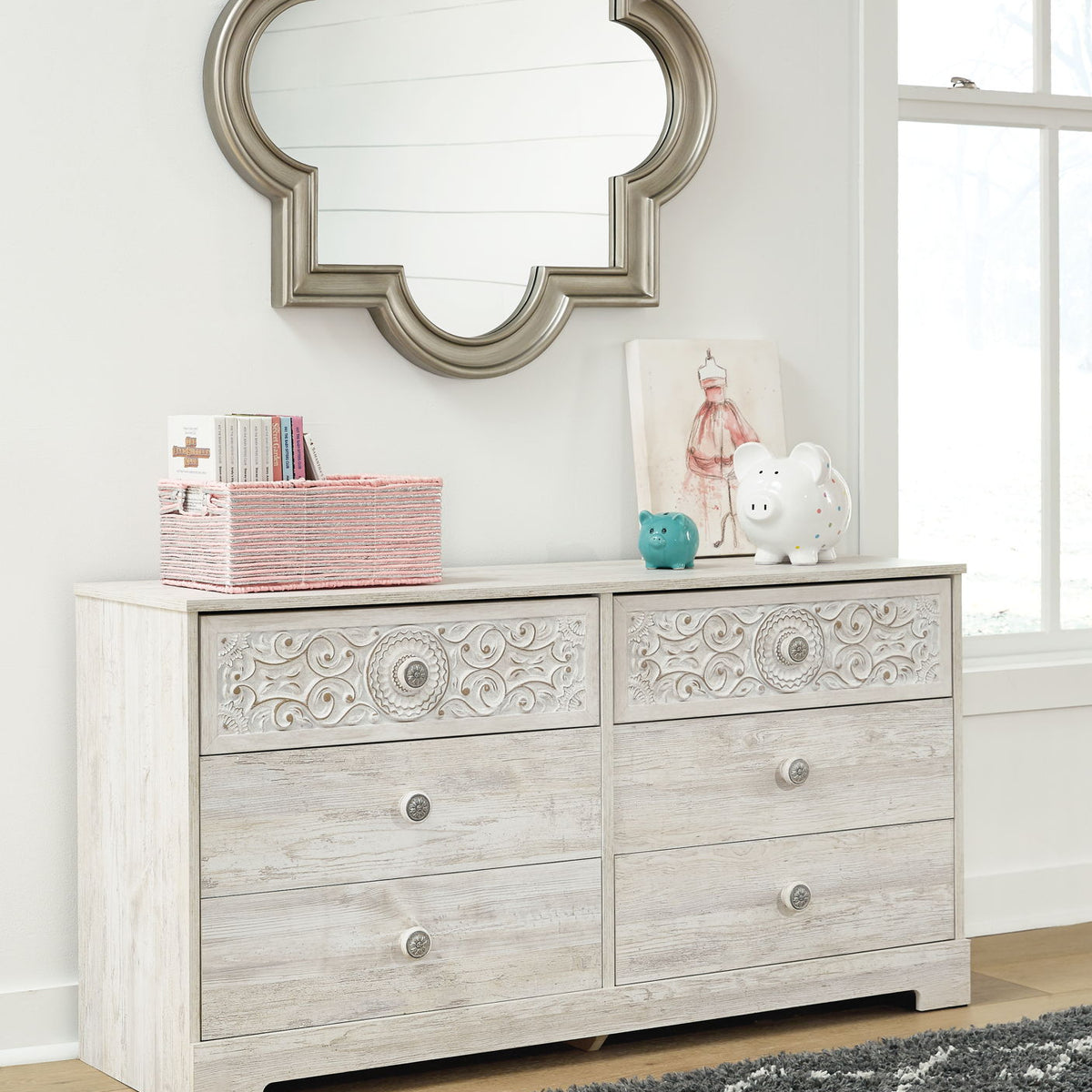 Paxberry - Six Drawer Dresser - Weatherworn - Whitewash