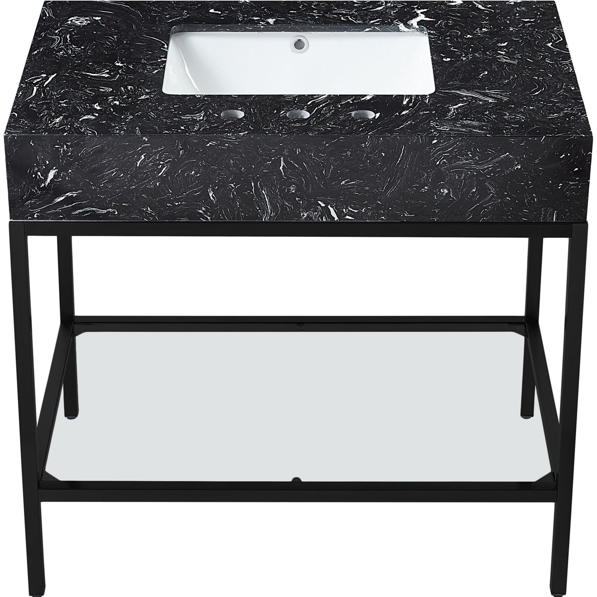 Marmo - Engineered Marble Bathroom Vanity With Black Base