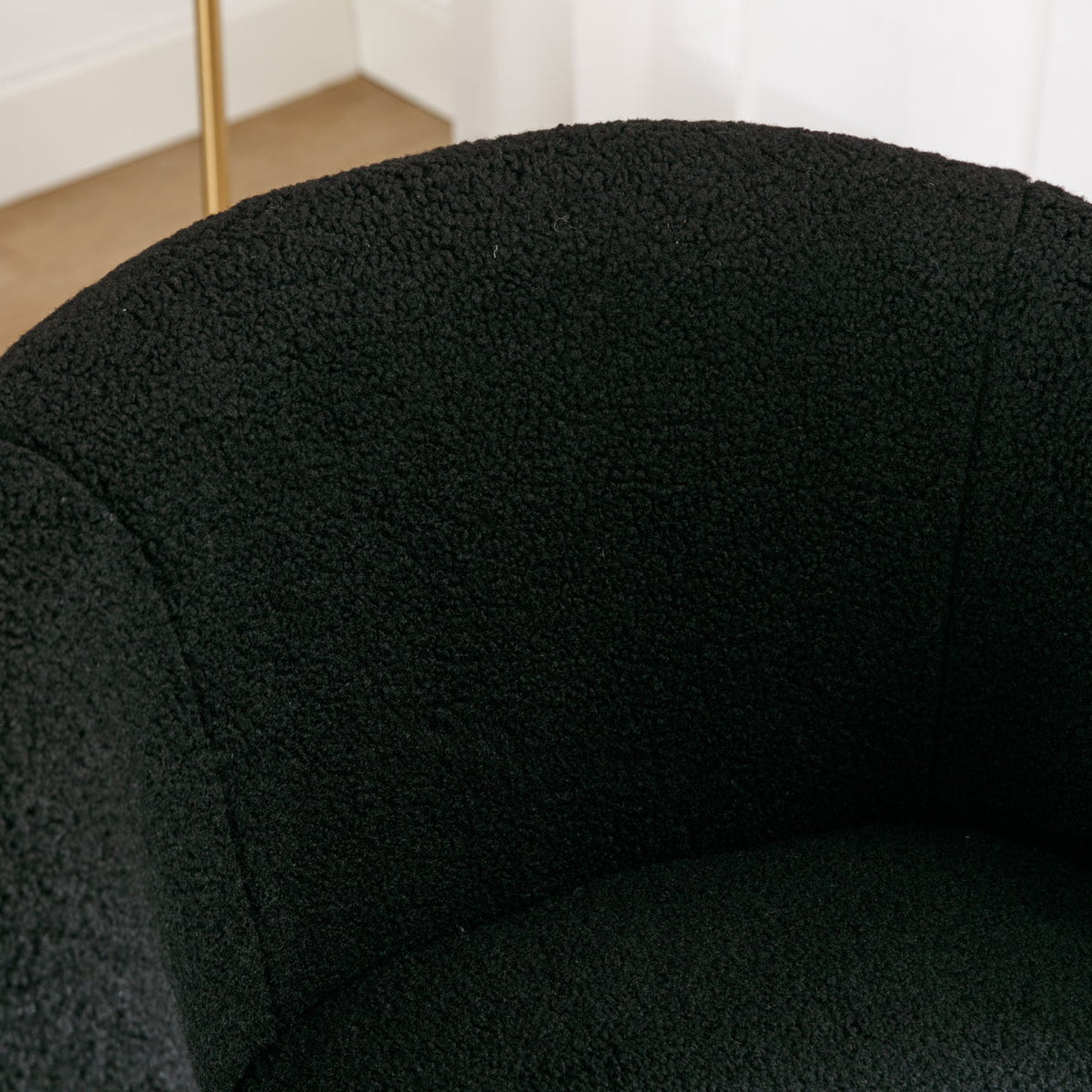 Teddy Fabric Swivel Accent Armchair Barrel Chair With Powder Coating Metal Ring