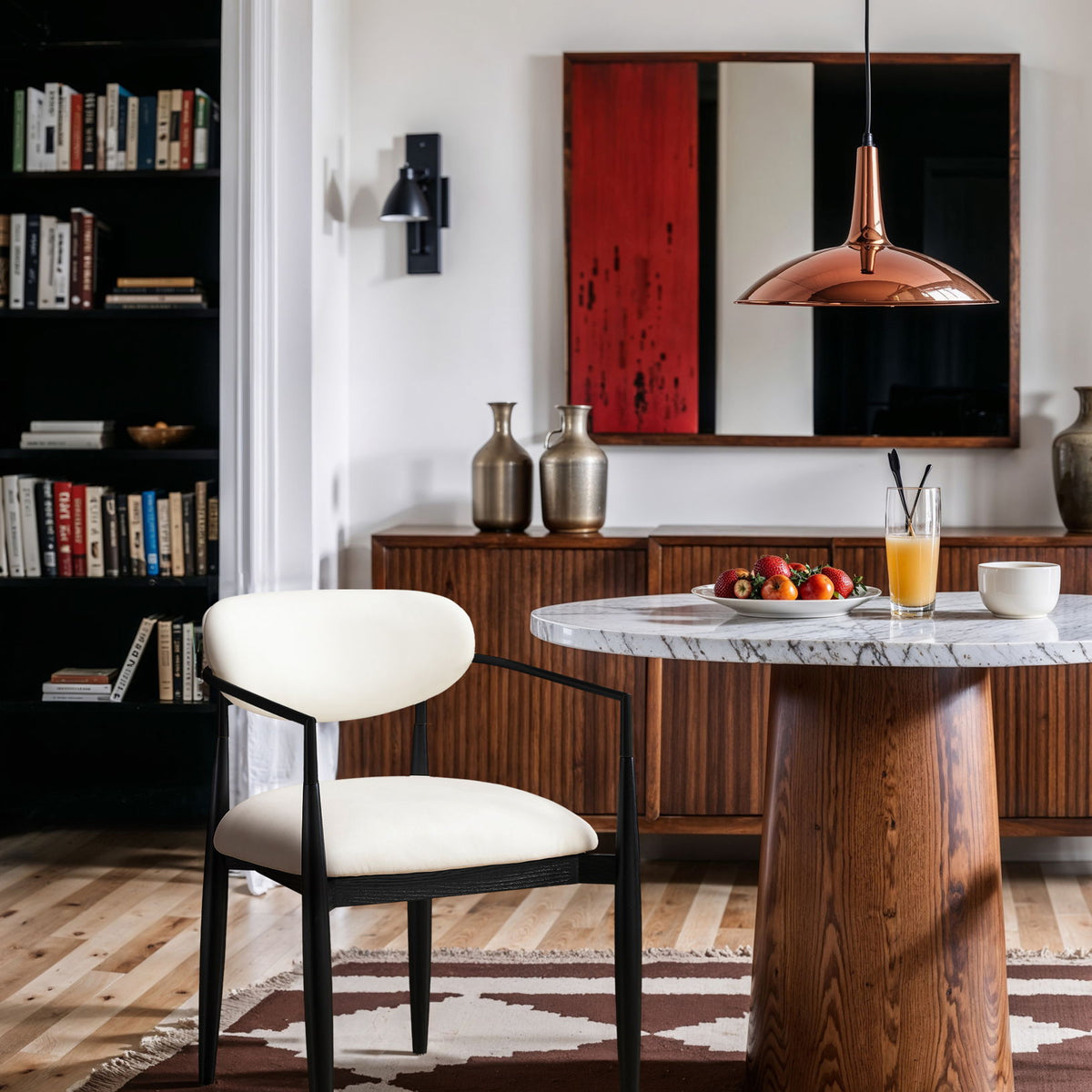 Riccio - Faux Leather Dining Arm Chair (Set of 2) - Black Frame