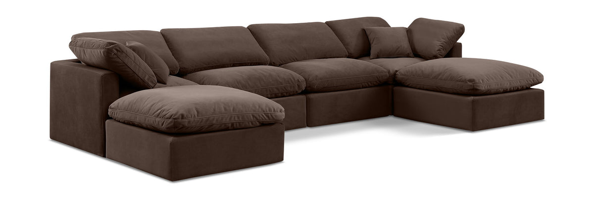 Indulge - Velvet 6 Piece Modular Double Chaise Sectional