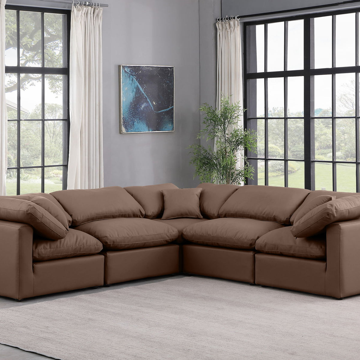 Indulge - Faux Leather 5 Piece Modular Corner Sectional
