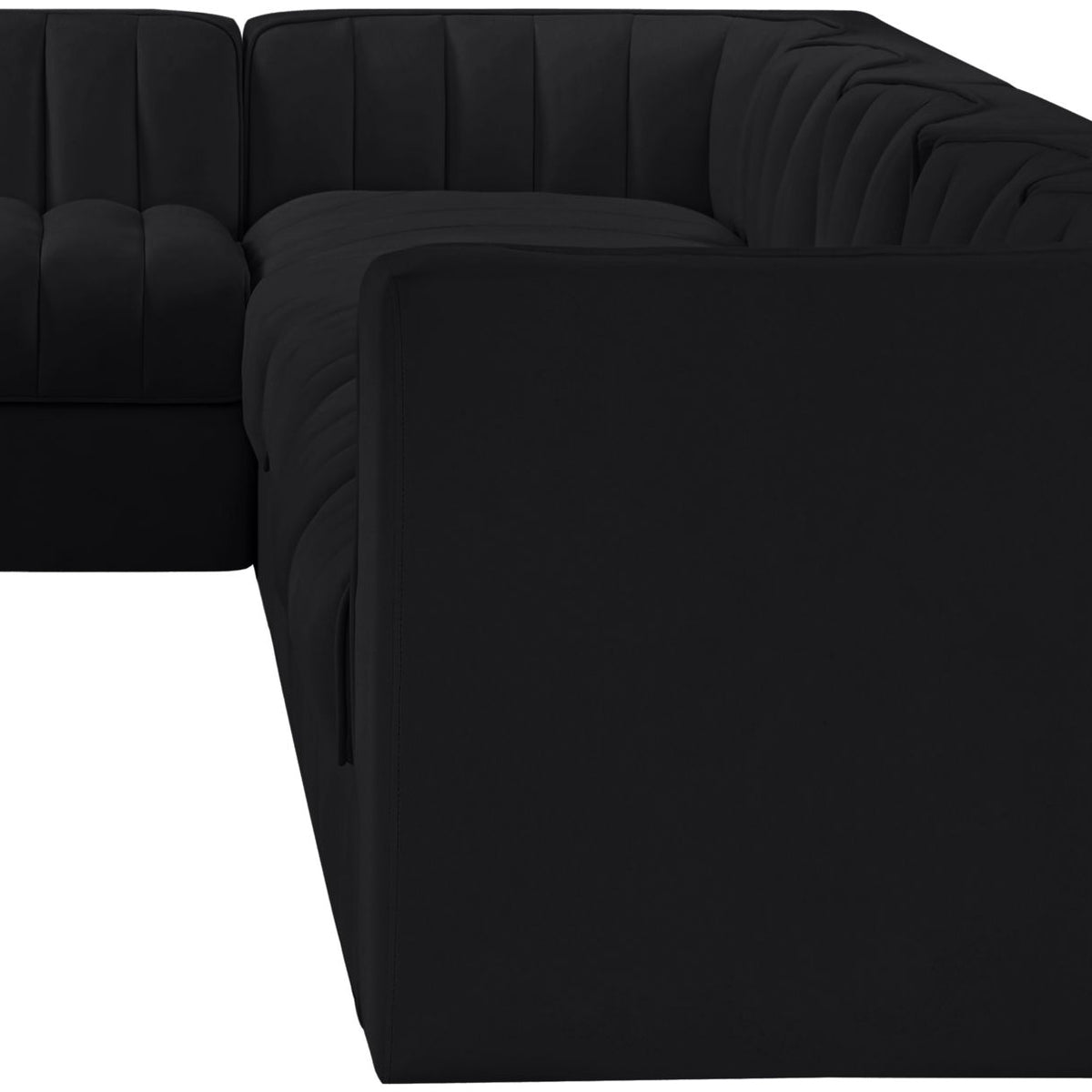 Rummi - Velvet Performance Fabric Upholstered 6 Piece Modular Sectional, L-Shaped (Right)