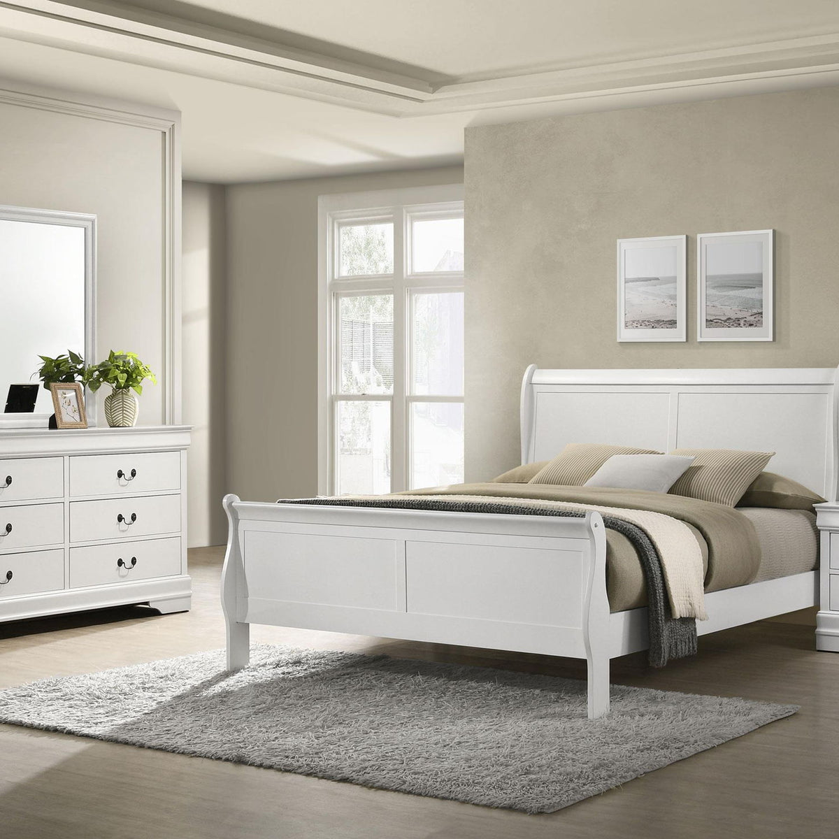 Louis Philippe 4-piece Queen Bedroom Set White