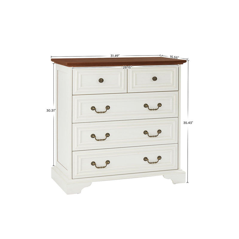 Modern 5 Drawer Dresser For Bedroom, Ample Storage Wide Chest Of Drawers