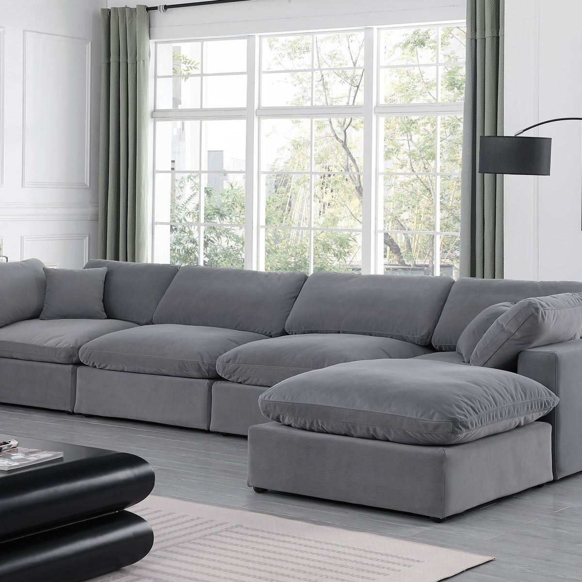 Comfy - 5 Piece Velvet Modular Sectional With Chaise