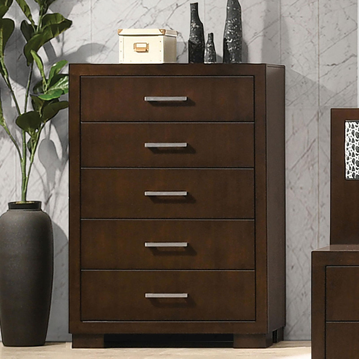 Jessica 5-drawer Bedroom Chest Cappuccino