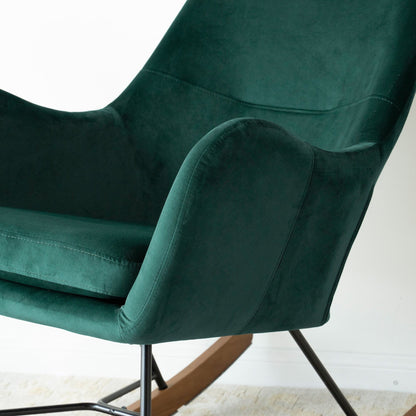 Chel - Mid-Century Modern Velvet Rocking Chair