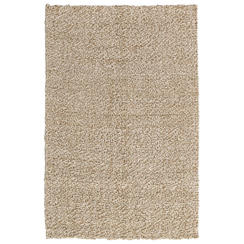 Ivory textured woven area rug with fine looped patterning