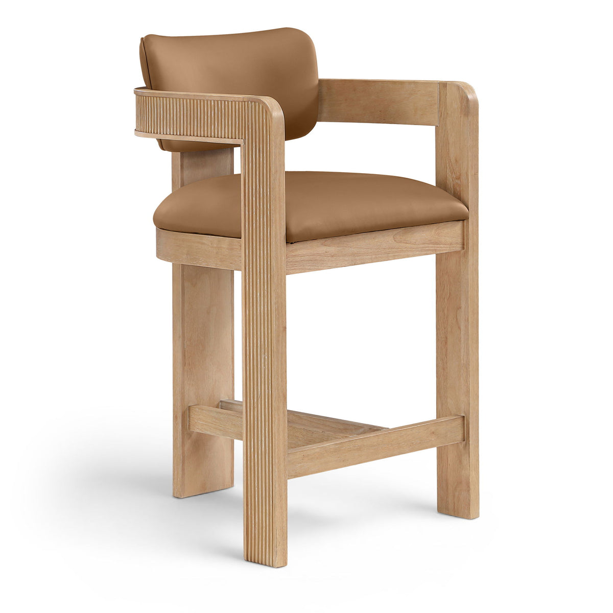 Sacha - Vegan Leather Upholstered Counter Stool With Natural Base