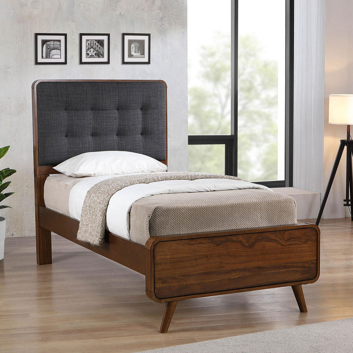 Robyn Wood Twin Platform Bed Dark Walnut