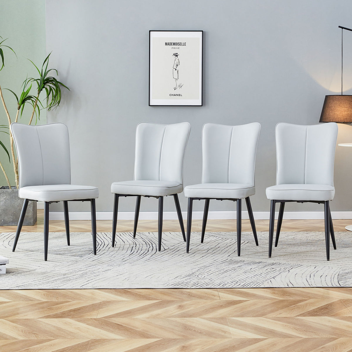 Modern Minimalist Dining Chairs With Metal Legs