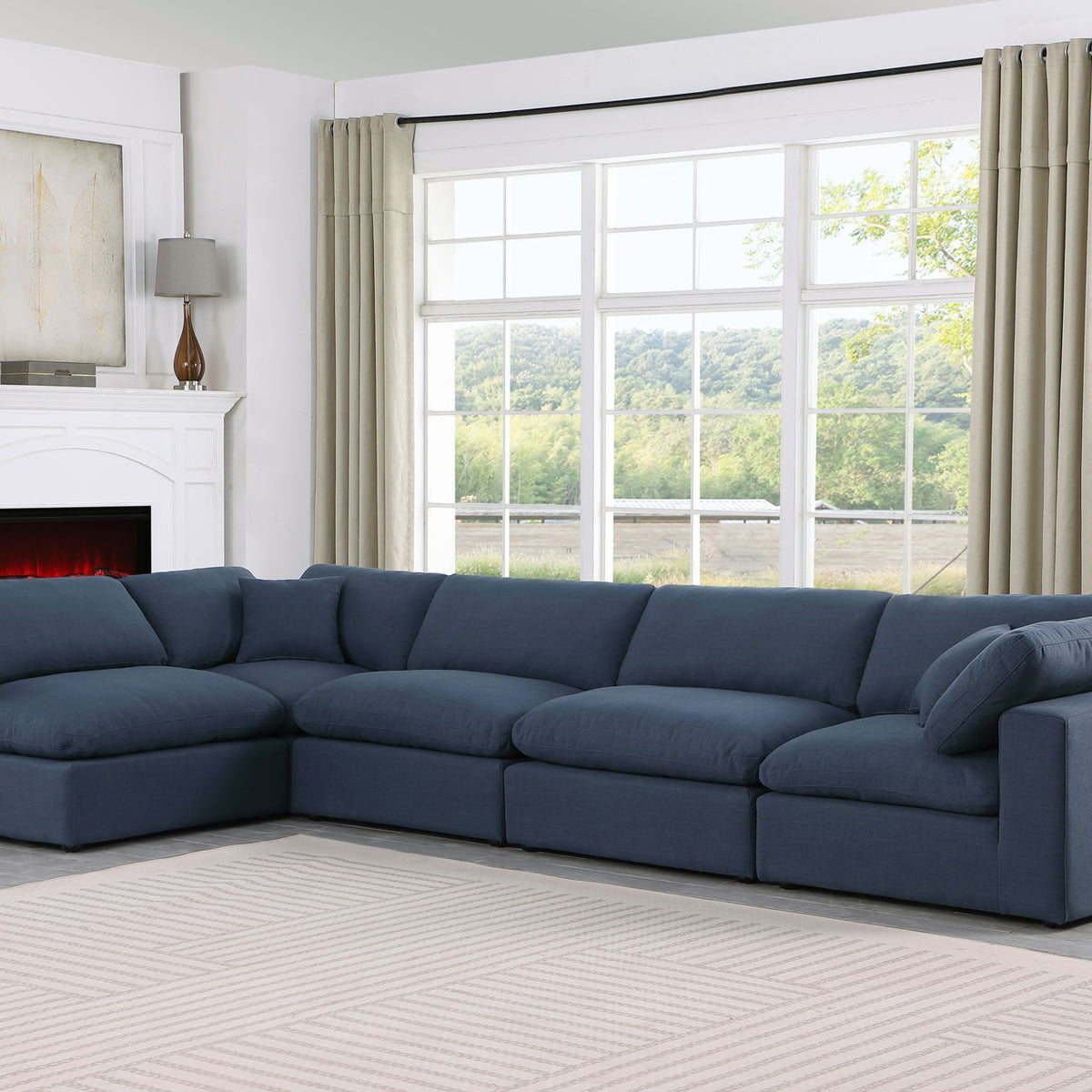 Comfy - 5 Piece Linen Modular Sectional