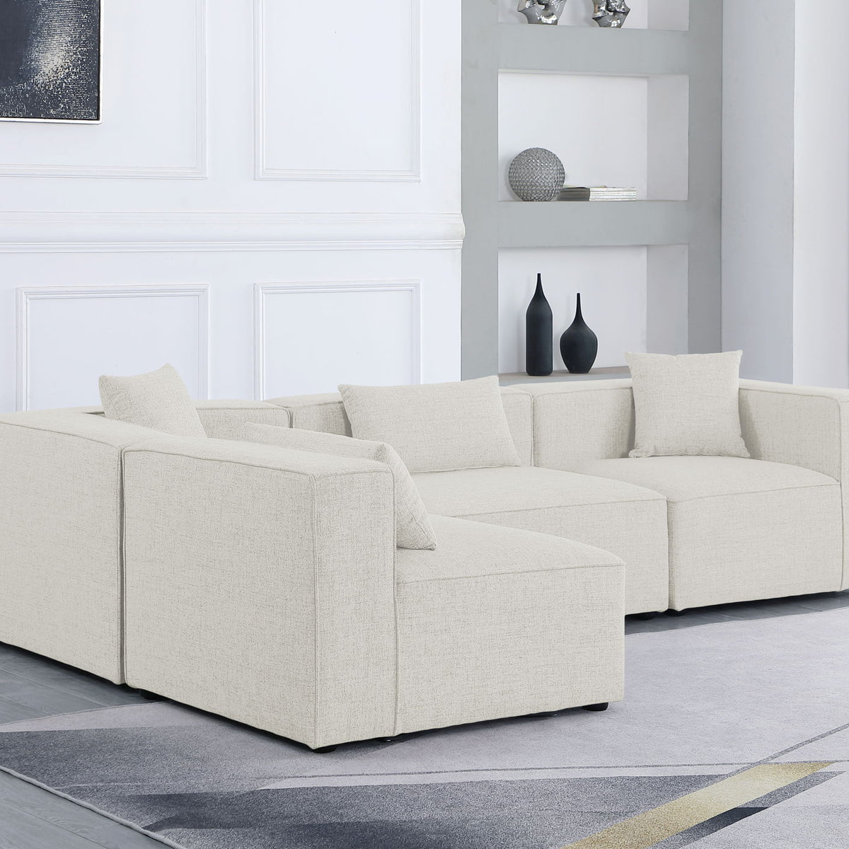 Cube - Linen 4 Piece Modular Corner Sectional