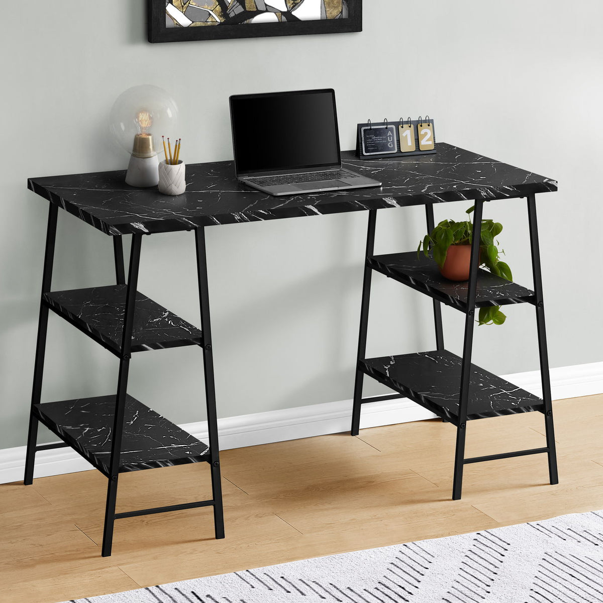 Computer Desk For Home Office, Laptop, Storage Shelves, Contemporary & Modern