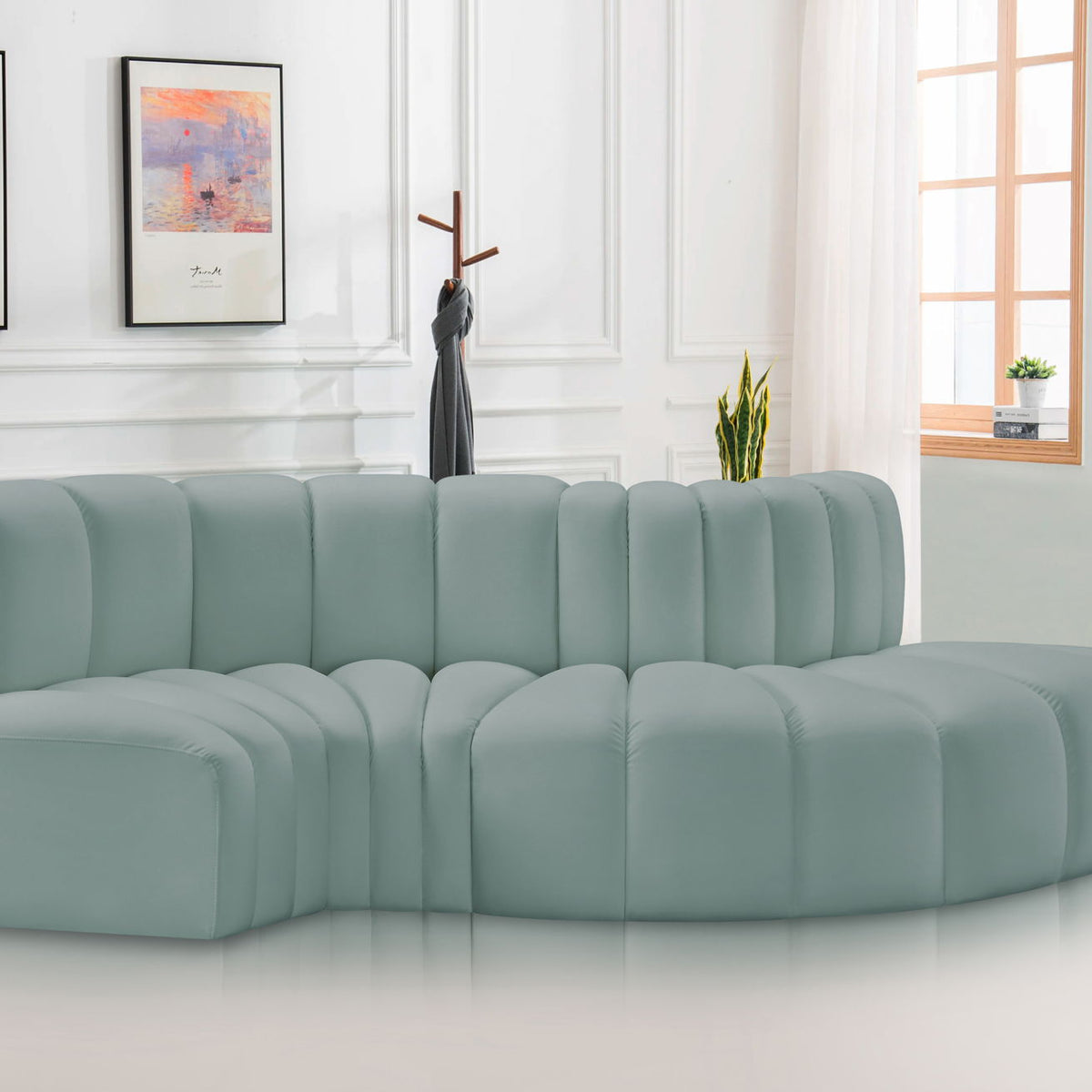 Arc - Faux Leather 4 Piece L-Shaped Modular Sofa