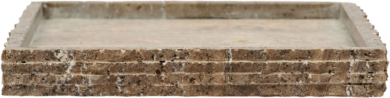 Genuine marble tray with rectangular rim, light gray-beige stone top.