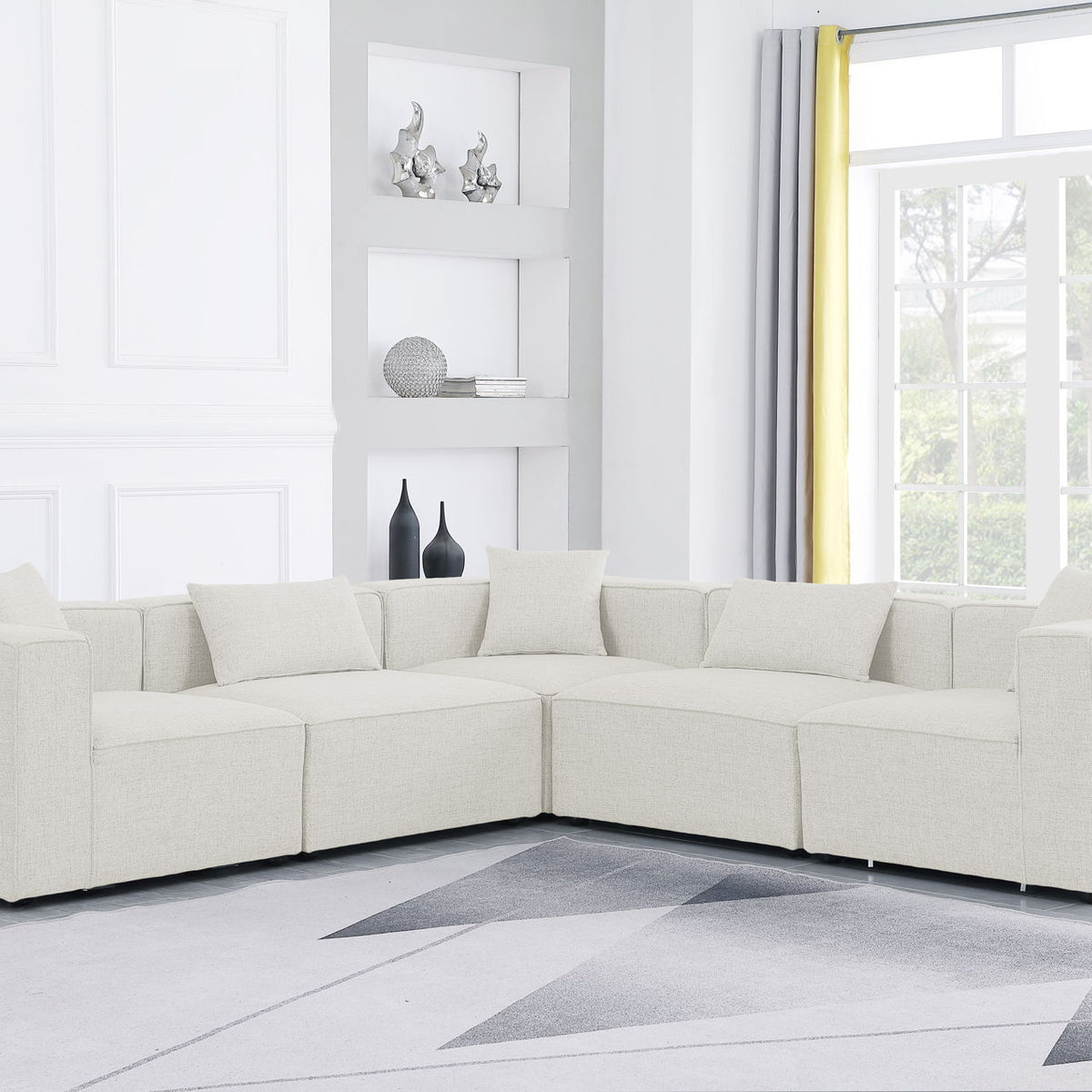Cube - Linen 5 Piece Modular Corner Sectional