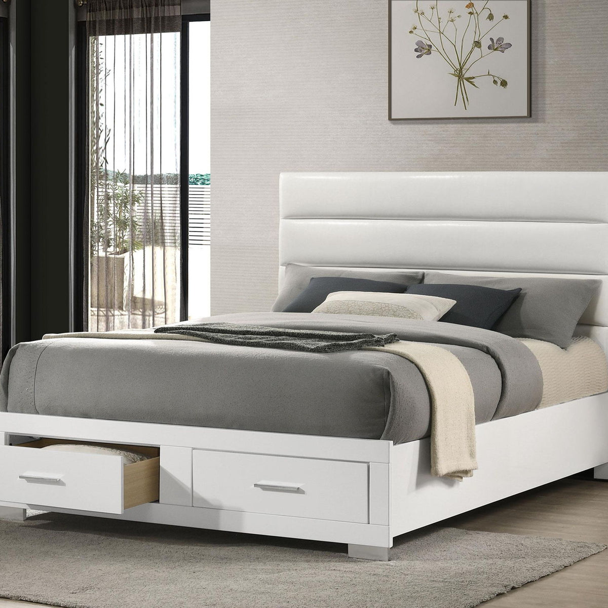 Felicity California King Storage Bed White High Gloss