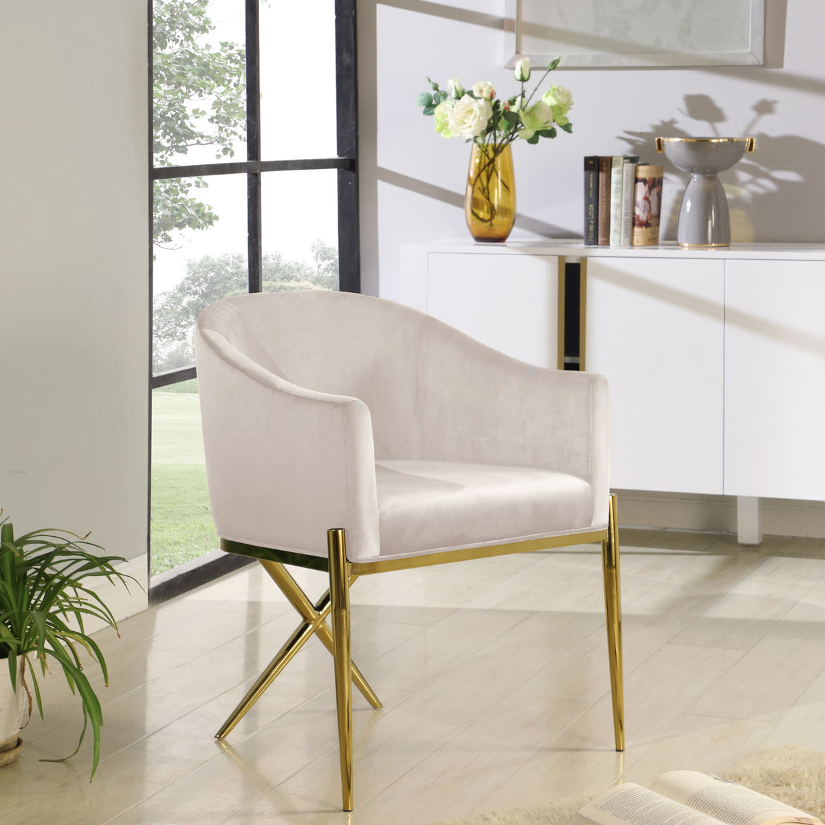 Xavier - Dining Chair with Gold Legs