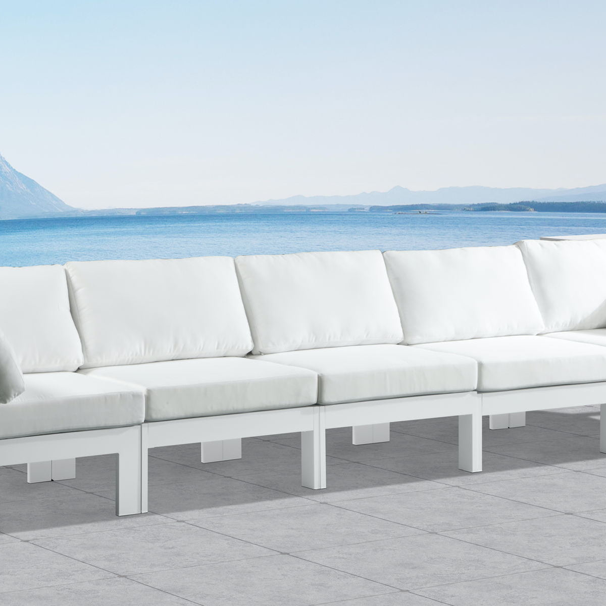Nizuc - Outdoor Patio 5 Seat Modular Sofa With White Frame