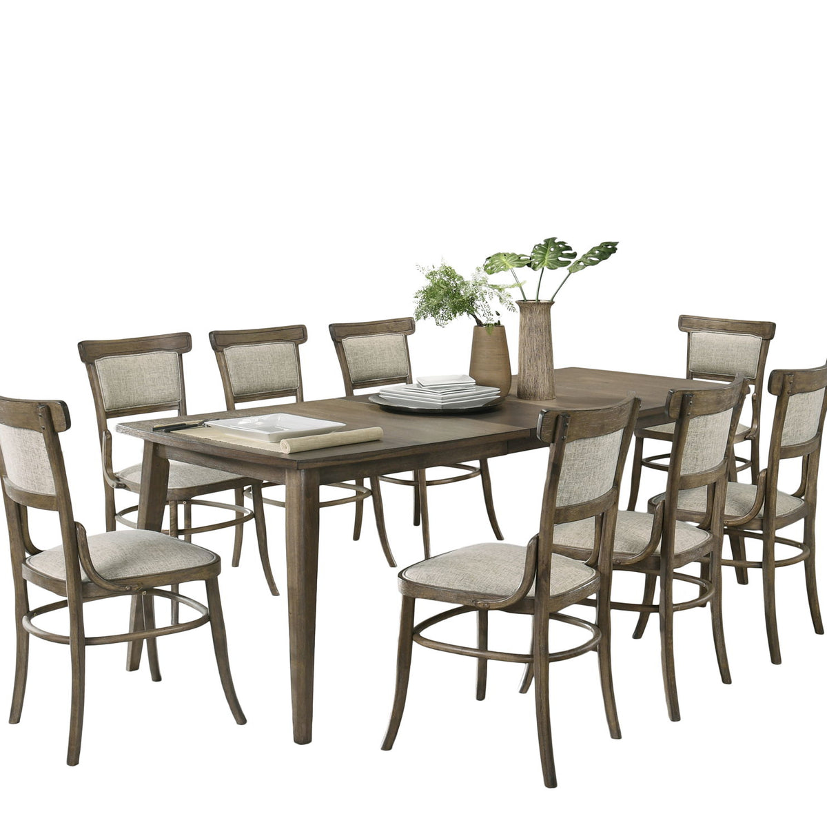 Bistro - Dining Table With Off White Fabric Dining Chairs