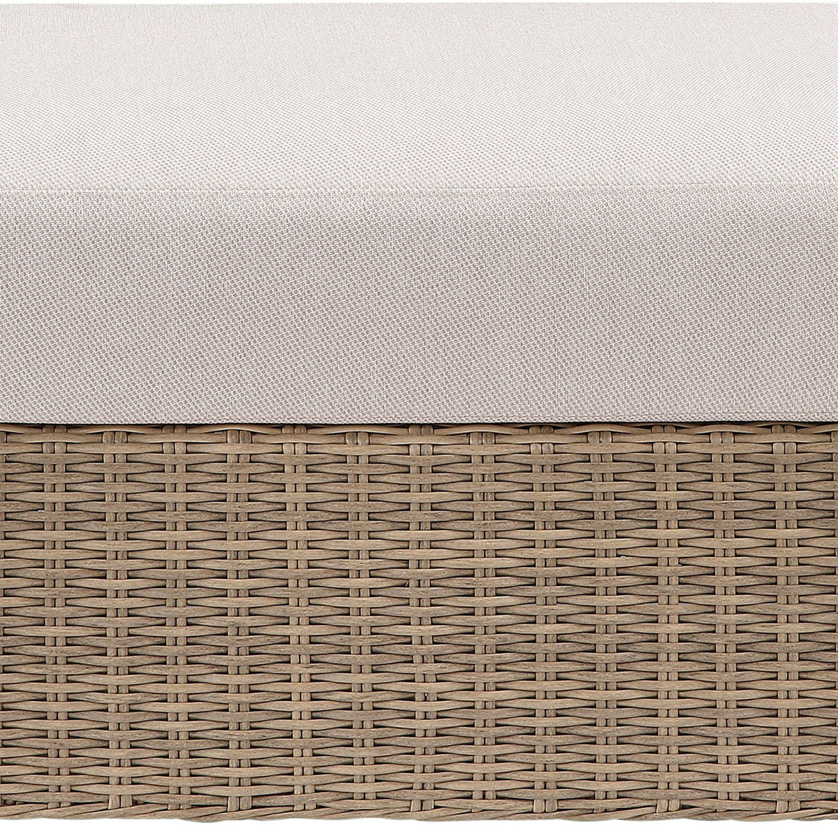 Seacrest - Olefin Water Resistant Fabric And Wicker Outdoor Patio Ottoman/Coffee Table