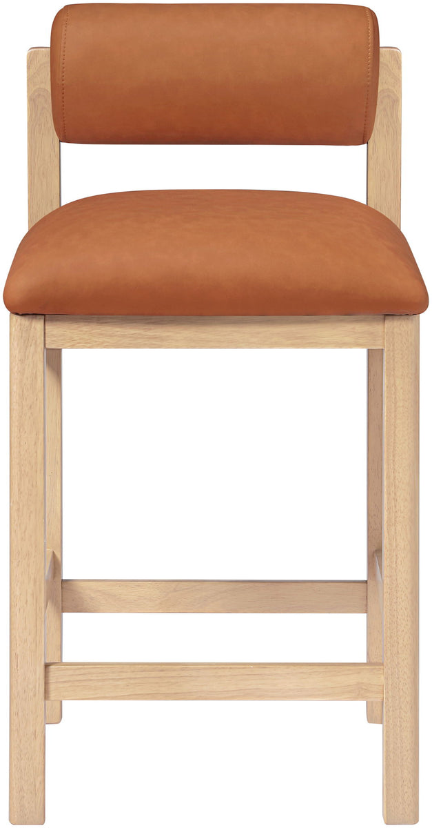 Roundhill - Faux Leather Counter Stool - Natural Frame